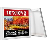 ESRICH 10x10 Stretched Canvas for Painting, 2 Pack Square Canvas for Painting Primed Acid-Free Framed Blank Canvas, Art Canvases for Beginners & Artists to Paint Oil, Acrylic, Pouring Painting.