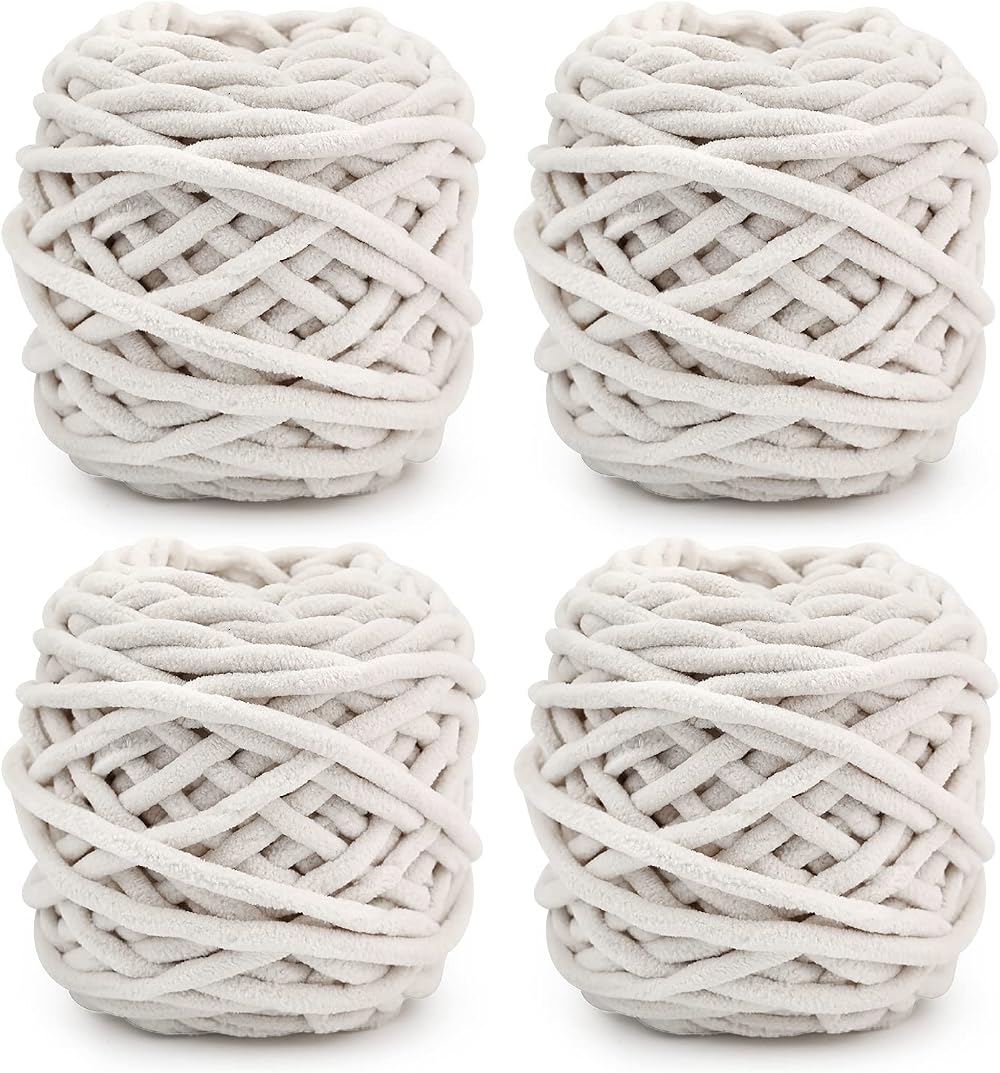 TSLBW Knitting Wool Yarn 4 x 100g Multicolor Soft Chunky Chenille