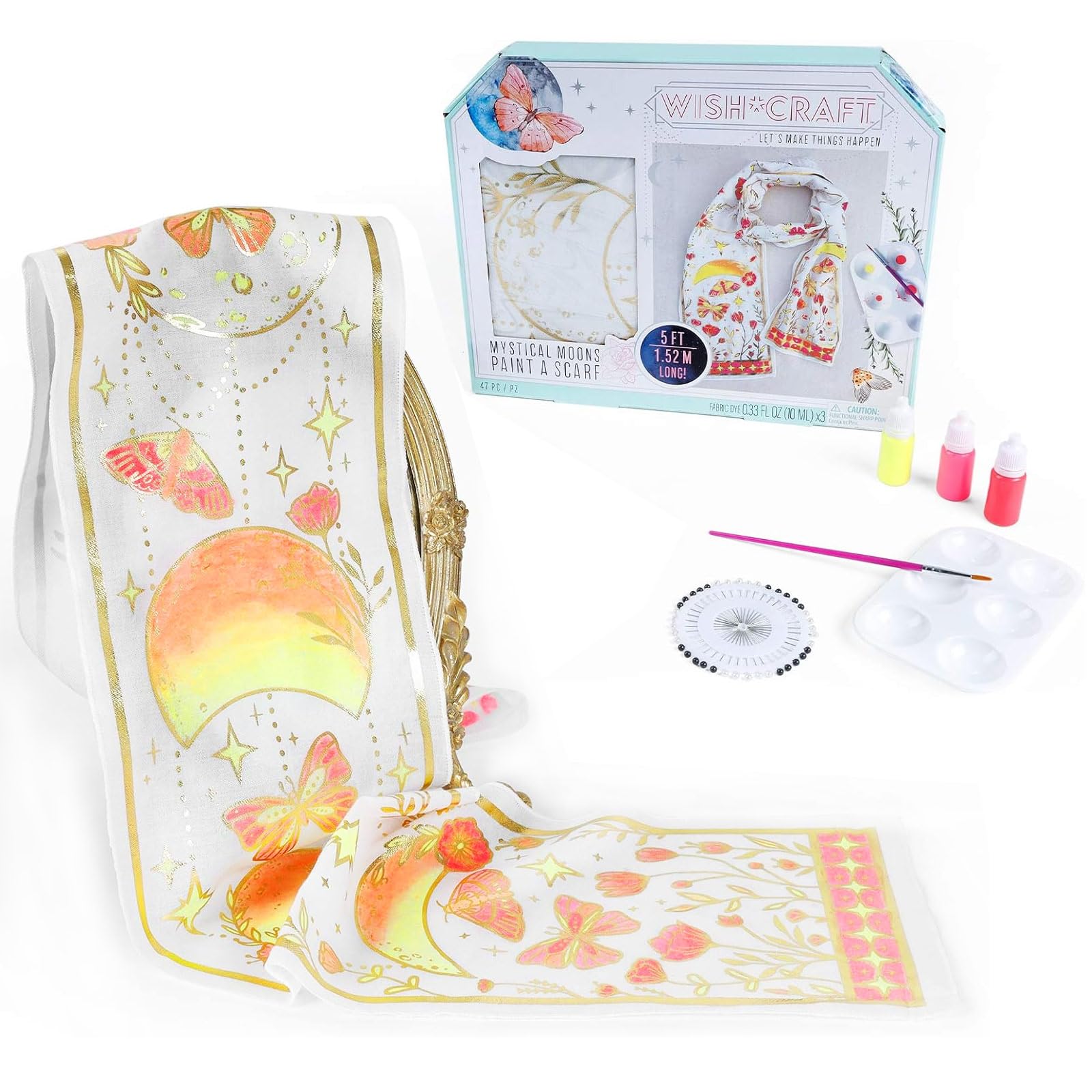 TBC Scarf DIY Painting Kit Gold Foil Scarf with Paint Accessories Design Gifts for Parents Teacher Friends Children Adults on Birthday Thanksgiving Christmas