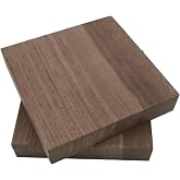 2PCS Unfinished Walnut Wood Blocks for DIY Crafting,Scroll Saw, Woodworking, Wood Carving,Burning,Laser Cutting,Engraving, CNC Cutting, Painting, Fretwork (3.93 x 3.93 x 0.78 inch)