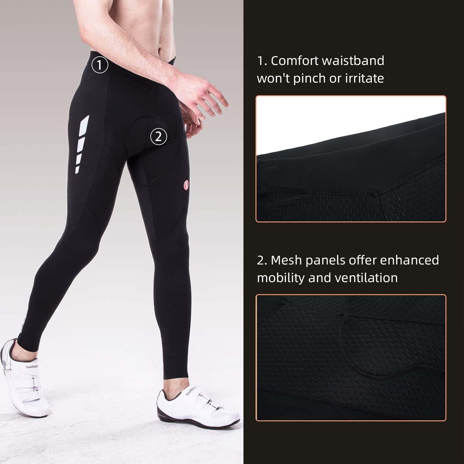 Souke Sports Men's Bicycle Pants 4D Padded Road Bike Tights Breathable Cycling Long Leggings : Clothing