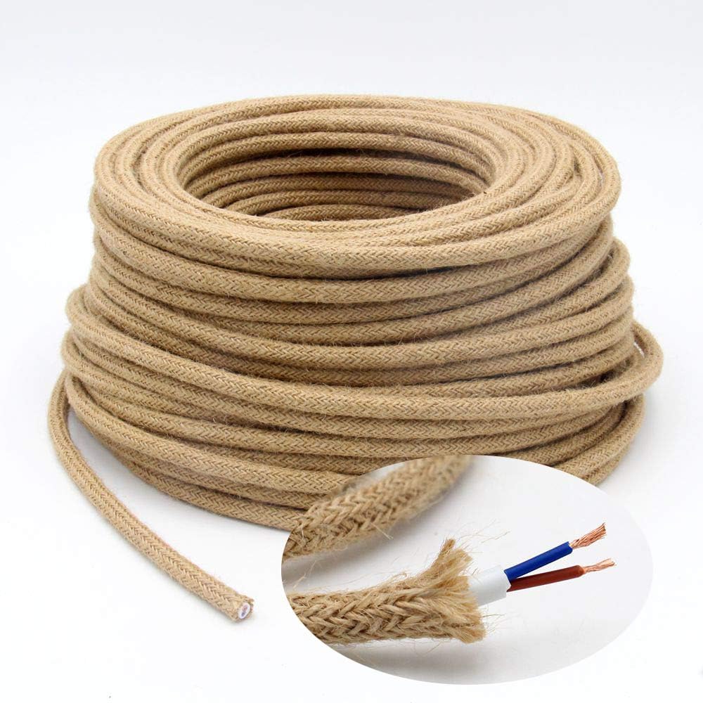 GreenSun LED Lighting 5m Textile Cable for Lamp/Linen Textile Covered Fabric Cable / 2 Core