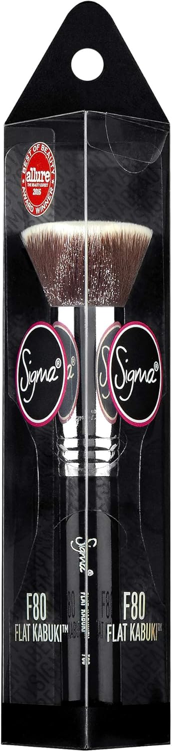 Sigma Beauty Professional F80 Flat Kabuki Highlighter Makeup Brush with Sigmax fibers for Buffing and Blending Liquid, Cream or Powders: Health & Personal Care