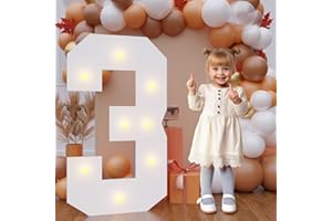 Bugame 3FT Marquee Numbers, Large Light Up 3 for 3rd 30th Birthday Decorations, Warm Light 3 Feet Tall for Anniversary Party Decor