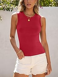 ANRABESS Womens High Neck Tank Tops Stretchy