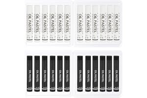 PATIKIL White, Black Oil Pastels, 24Pcs Soft Oil Crayons Creamy Pastels Stick Art Supplies for Art Painting Drawing Blending 