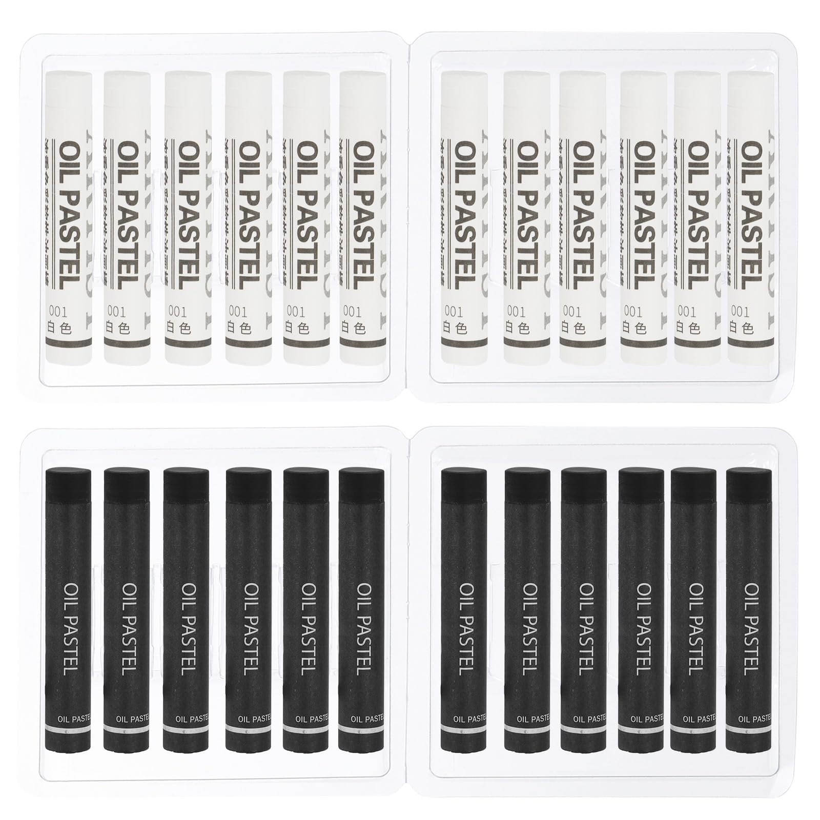 PATIKIL White, Black Oil Pastels, 24Pcs Soft Oil Crayons Creamy Pastels Stick Art Supplies for Art Painting Drawing Blending Graffiti for Artists Beginners