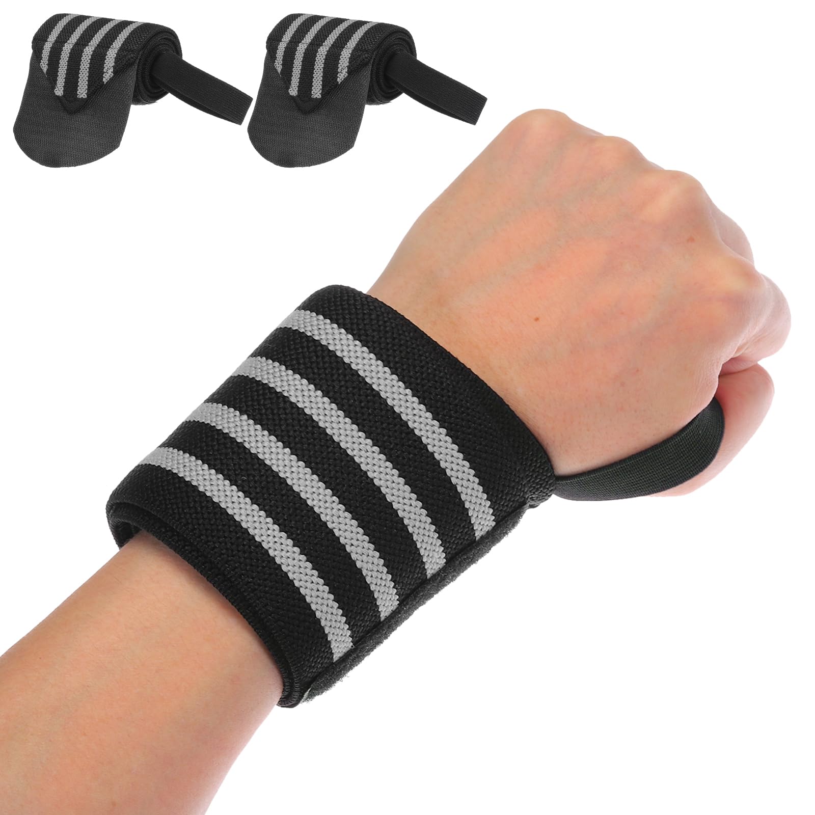 PATIKIL Wrist Brace, 2 Pcs Lifting Wrist Wraps Wrist Brace for Tunnel Gym Straps for Men Women Weightlifting Powerlifting, Light Grey