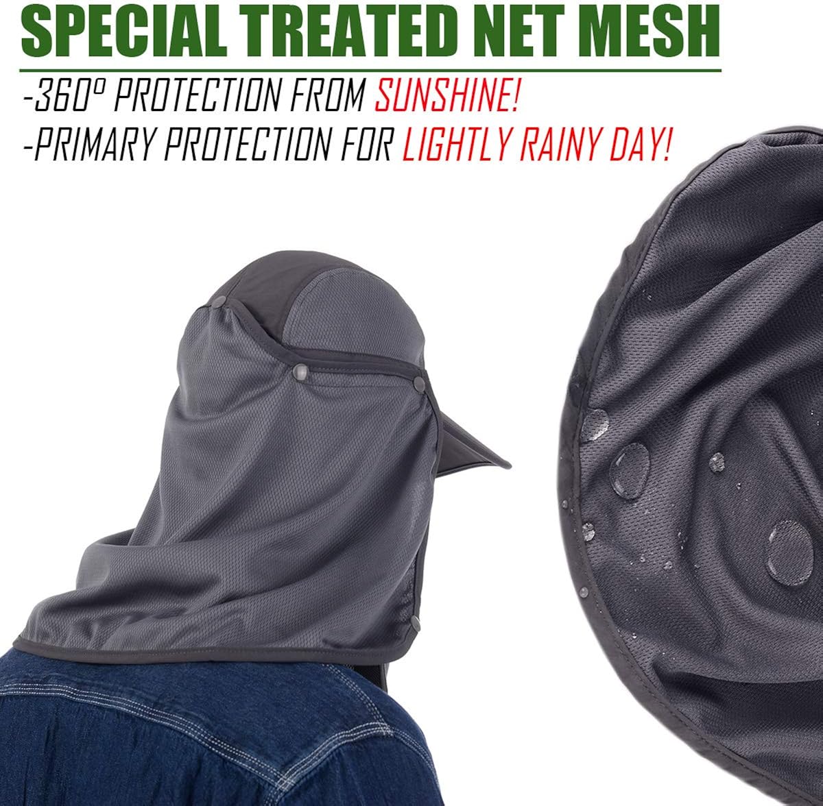 Sun Cap USHAKE Fishing Hat UPF 50 UV Protection Outdoor Hiking Jungle Mountain Sun Mens Quick Dry Baseball Cap Face Neck Cover Flap Water Resistant Breathable caps Flap Hats for Men Women New Unisex: Clothing