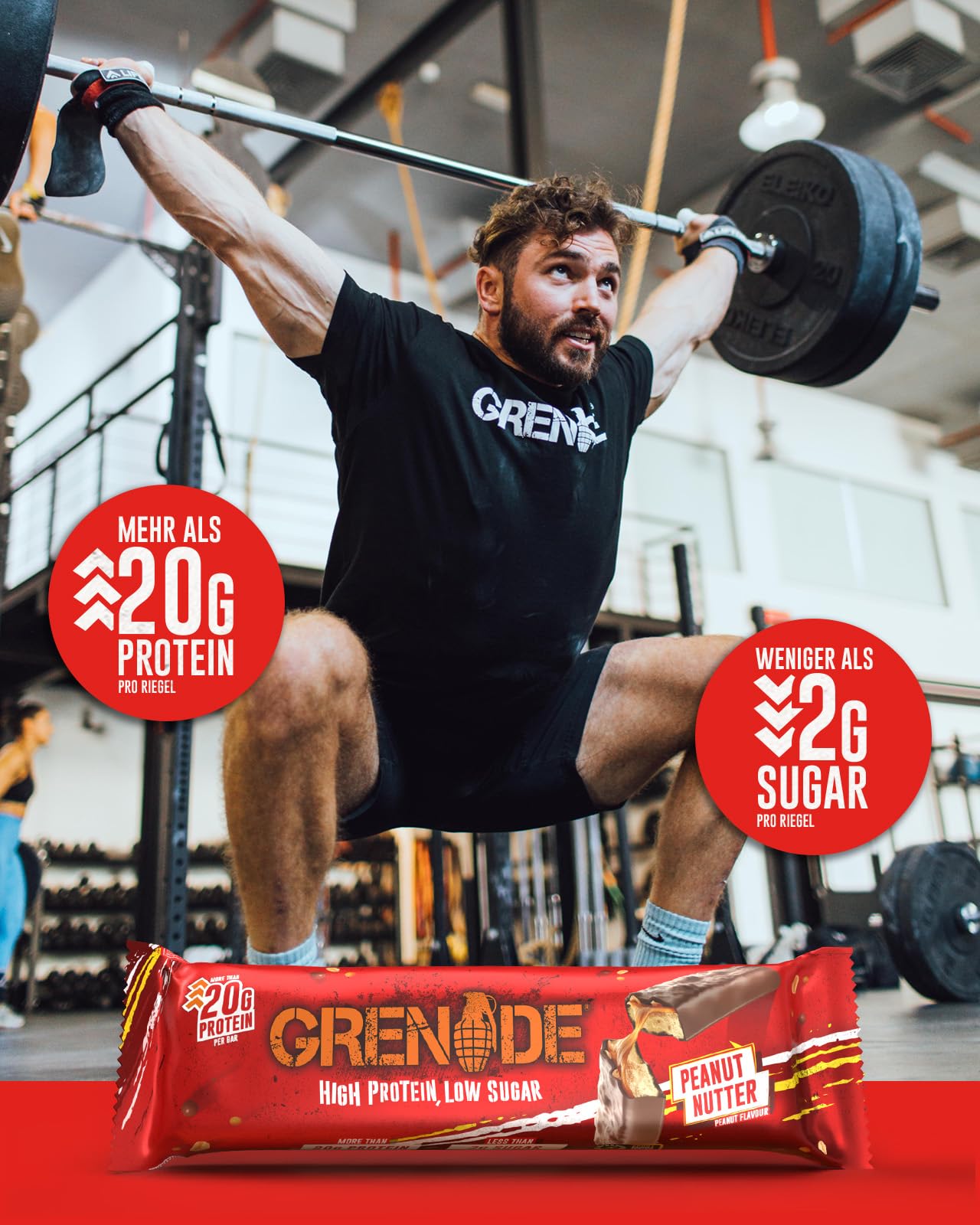 Grenade Proteinriegel, Peanut Nutter – Proteinreich & Zuckerarm, 12 x 60 g 8