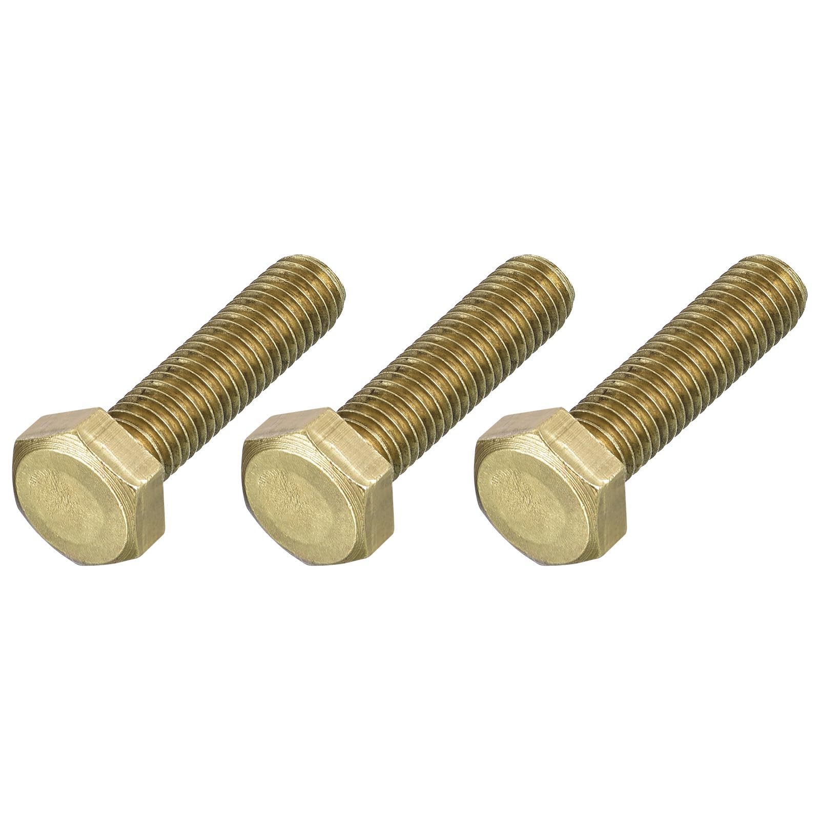 METALLIXITY Hex Head Screw Bolt (M8-1.25x35mm) 3Pcs, Brass Fully Threaded Solid Brass Hex Bolts Machine Screws - for Machinery Repair