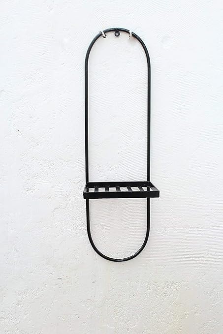 GIG Handicrafts Modern Iron Wall Pot Stand Without Planter (20 cm x 22 cm x 65 cm, Black)