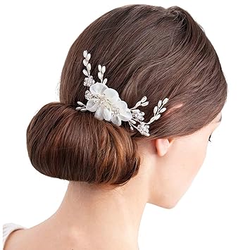 Amazon Com Sweetv Ivory Bridal Flower Hair Comb Wedding