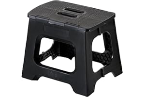 Vigar Compact Step Stool Foldable, Step Stools for Adults, 10-1/2-inch, Lightweight Stool, 330 lb Capacity, Non-Slip Folding Step Stool, Black