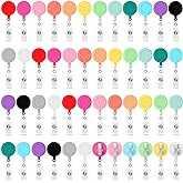 Zhanmai 48 Pcs Retractable Badge Reel 25 Inches ID Badge Clip with 360 Degrees Swivel Alligator Clips Mixed Colors Retractable ID Reel for Students Hanging Card Name (Solid)
