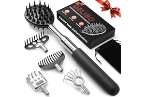 Gelibo Telescoping Back Scratcher with 5Pcs Detachable Heads,Stocking Stuffers for Men Birthday Christmas White Elephant Gifts for Adults, Mens Gifts, Extendable Back Massager Tool with Beautiful Box
