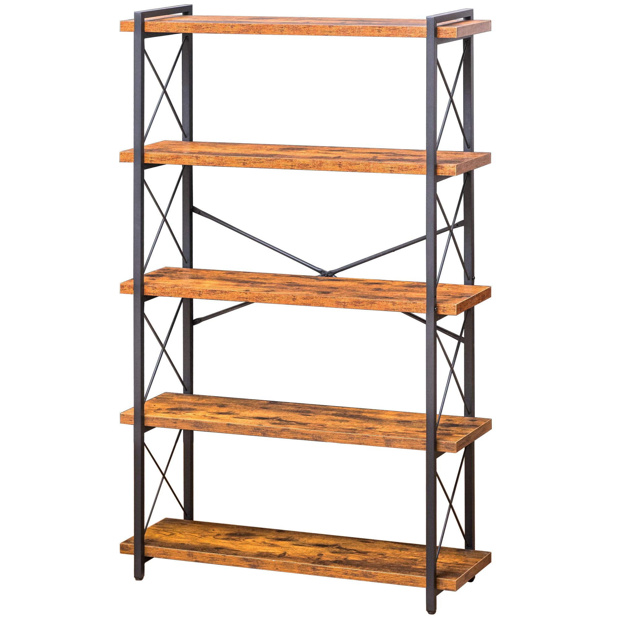 Photo 1 of Bookshelf, 5 Tier Book Shelf, Industrial Tall Bookcase for Living Room, Home Office and Kitchen