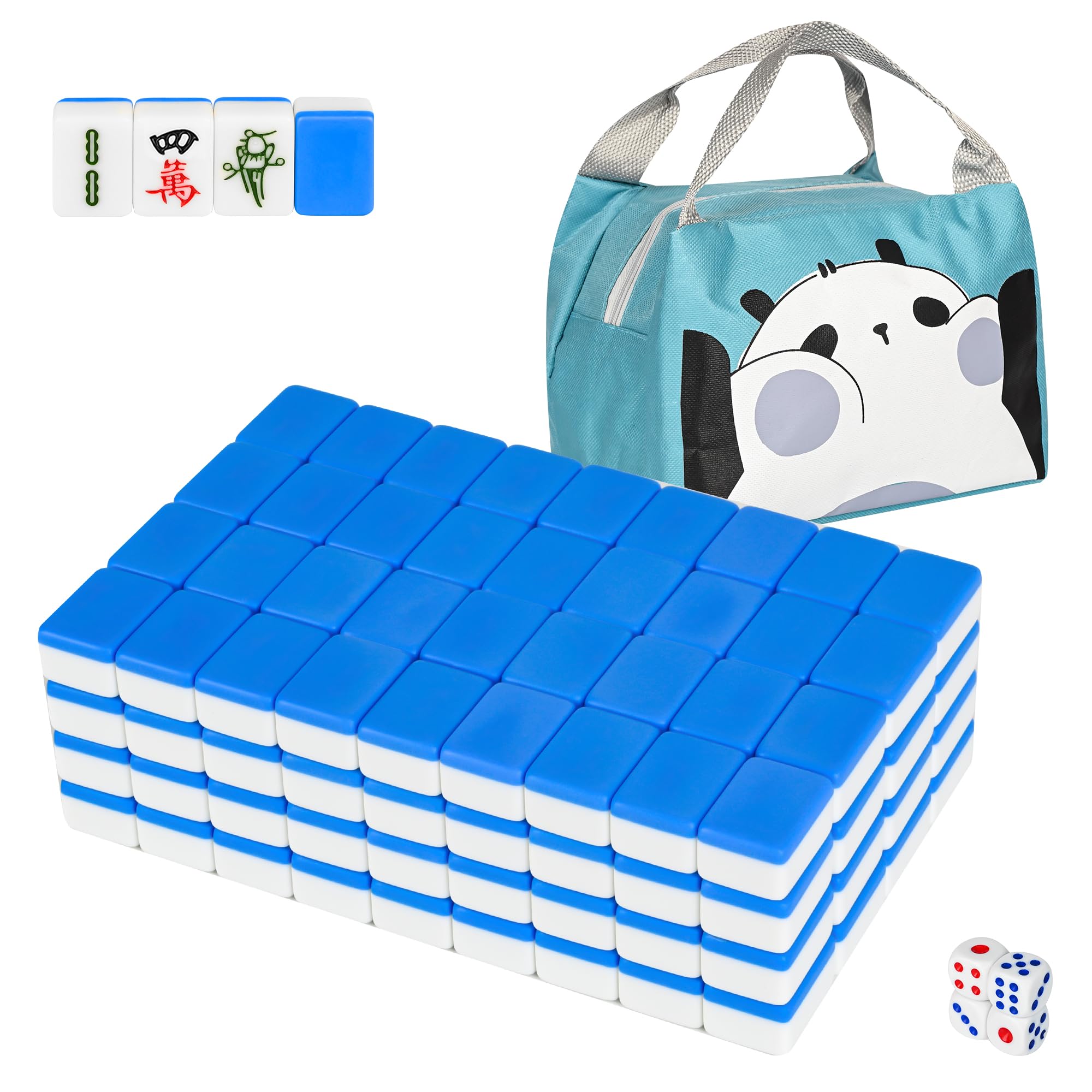 Photo 1 of DSNGEZ Traditional Mini Chinese Mahjong Game Set 144 Tiles, with Portable Handbag, Tile Size - 2.4 * 1.5 * 1.1 cm (1.0 * 0.6 * 0.5 inches)(??????)