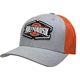 Wisconsin Harley-Davidson Harley-Davidson Men's Vital Adjustable Snapback Mesh Trucker Hat - Gray/Orange