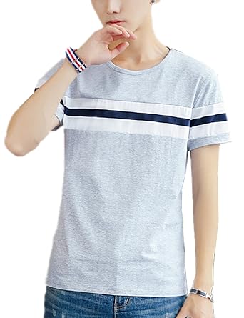 Amazon Tシャツ メンズ カットソー 縞模様 Tシャツ ボーダー サーフ