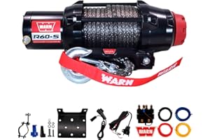 Warn R60-S Rope Winch - 6,000 lb. Pulling Capacity, equipped with 50’ of 1/4” synthetic rope & dash-mounted rocker switch - C