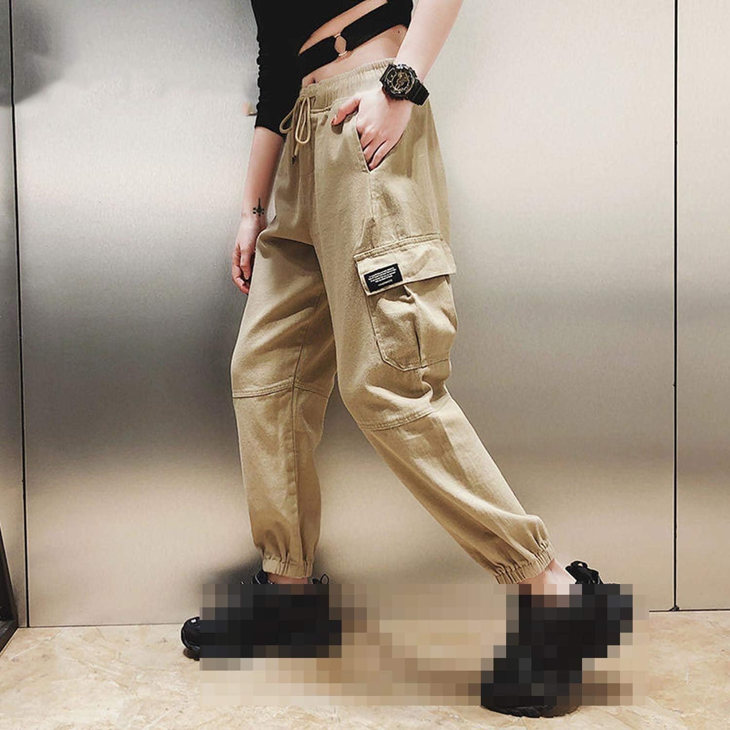 black and pink cargo pants