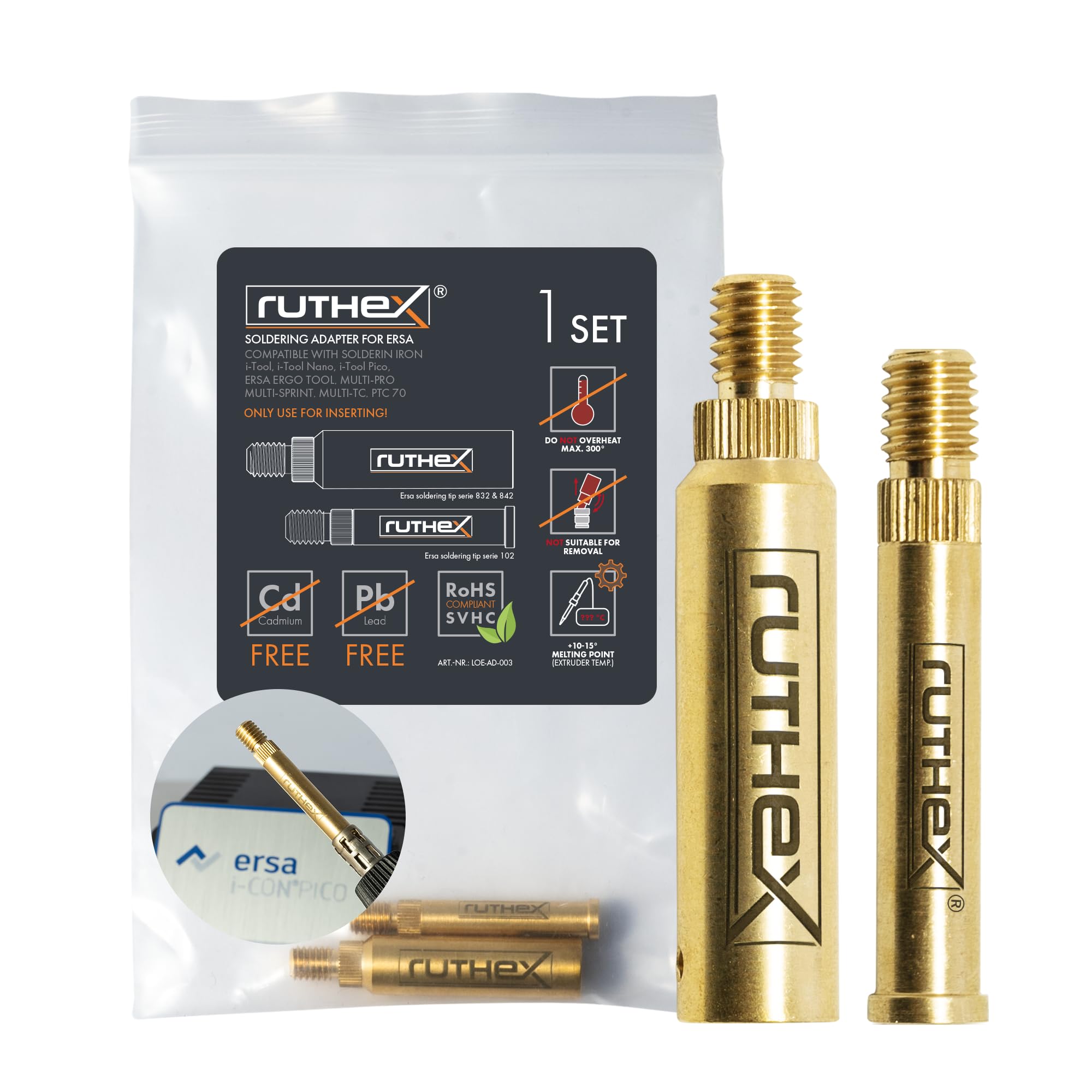ruthex 2x Soldering Tip adapter for ERSA series