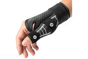 Rakiie Wrist & Thumb Brace, Carpal Tunnel Wrist Brace Right Hand for Tendonitis, Sprain, Arthritis, 2 Thumb Strips, Breathabl