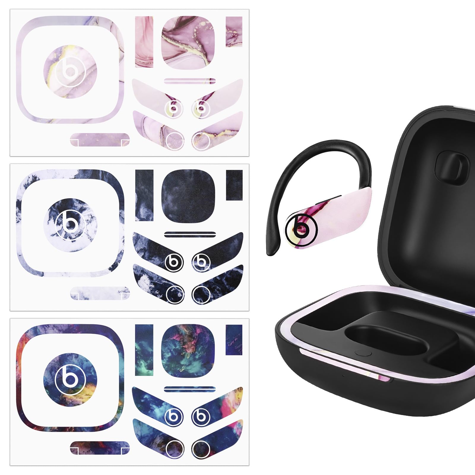 Geekria Earbuds Sticker Compatible with Beats Powerbeats Pro True Wireless Earbuds, Protective Decal Wrap (3 Pack)