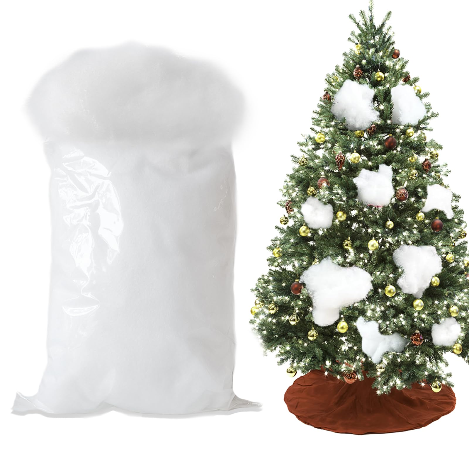 LUBOXIN 300g Christmas Fake Snow Decoration, Artificial Snow for Crafts, Fluffy Fake Snow Cotton Artificial Snow Decoration for Christmas Tree Crafting Indoor Winter Snow Scene(10.6 Ounces)