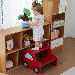HAHASOLE Wooden Toddler Step Stool for Kids, 2-Step