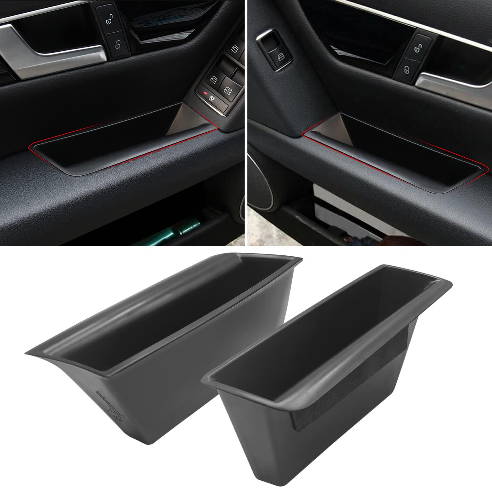 Photo 1 of TTCR-II Compatible with Mercedes Benz C Class Door Storage Box W204, 2 Pcs Door Handle Pocket Storage Box Insert for C300 C400 C63 2008-2014 (for Sedan Only, Not for Coupe)