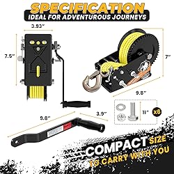 Truqual 3500LB Boat Trailer Winch, Heavy Duty Boat