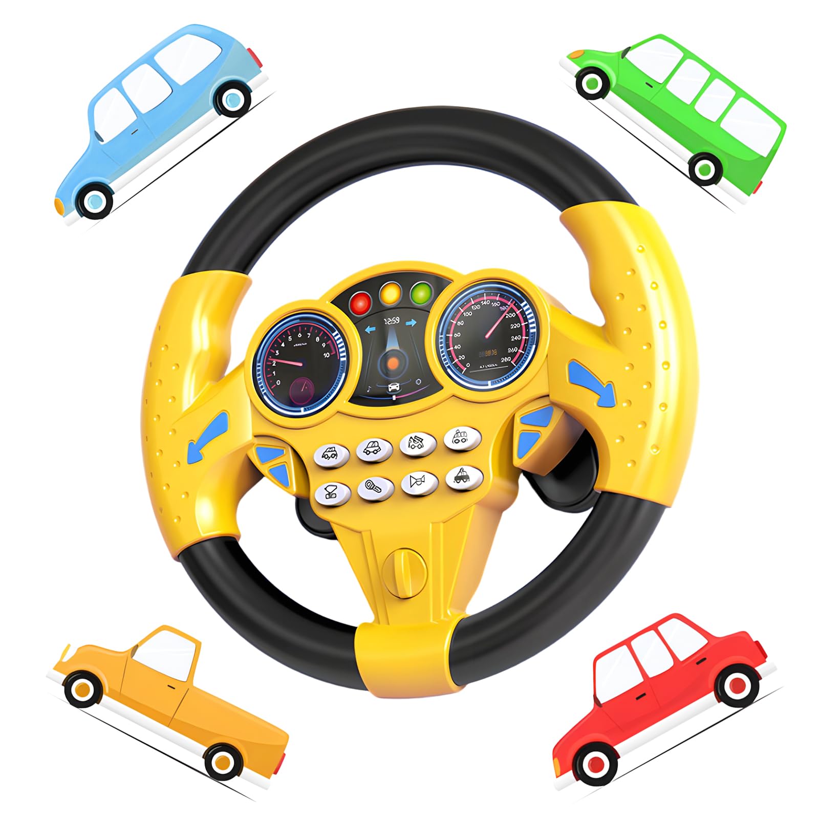 Toy Steering Wheel, Steering Wheel for Car Seat, Interactive Pretend Driving Controller Car Toys, Driving Simulation Toy for Early Education and Family Fun