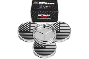 InTimesAuto 75MM 2.9 Inch Wheel Center Caps Rim Wheel Center Hub Caps, Pack of 4 Chrome with American Flag