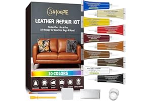 SIHOOPE Leather Repair Kit,Car Seats, Sofa,Jacket & Purse - Repairs Burn Holes,Scratches,Tears - Restores Faux,Vinyl,Artificial and Real Leather (Ten Colors)