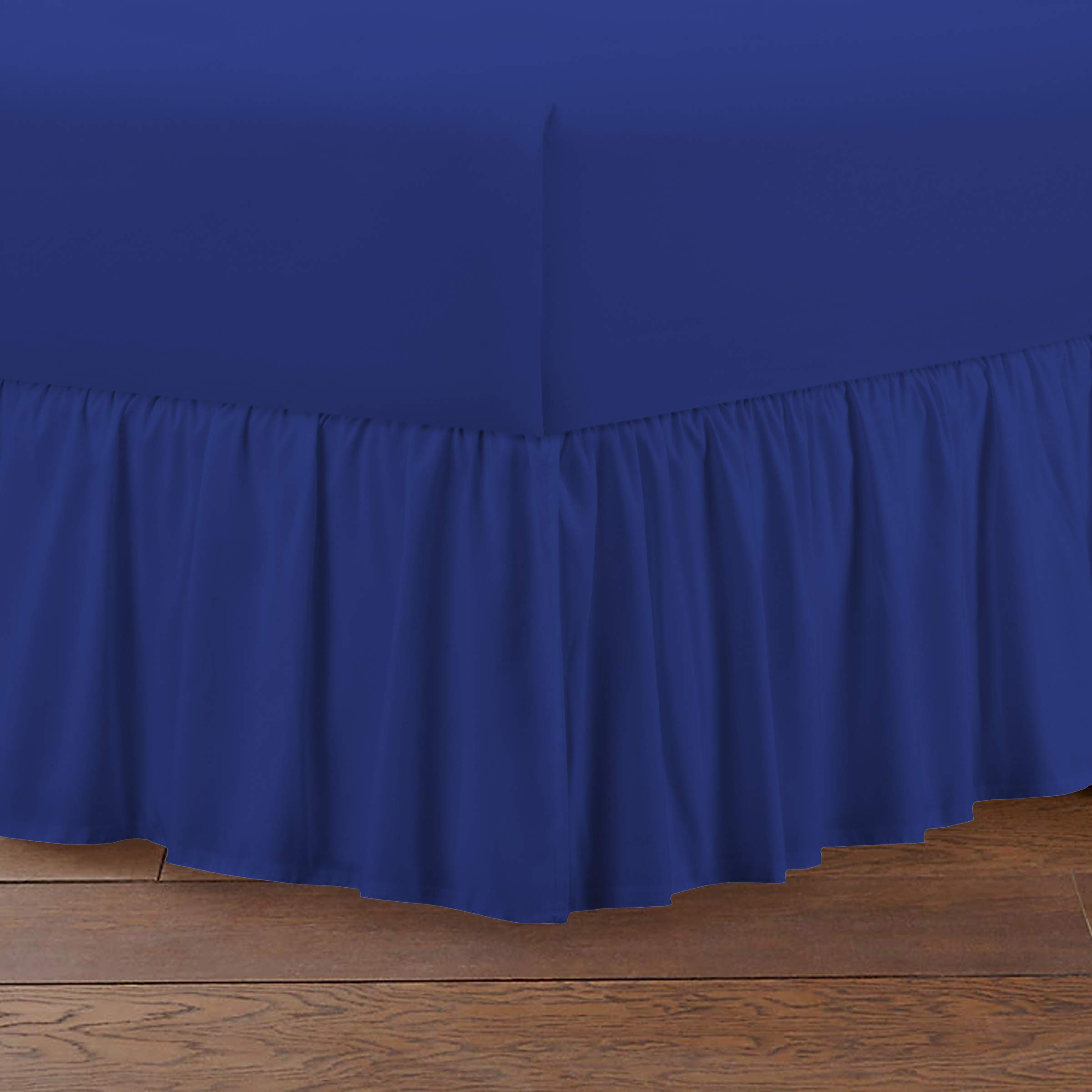 T144 Frill Valance Sheet Easy Care Polycotton Plain Dyed Bedding Uk Bed Size Royal Blue SUPER KING