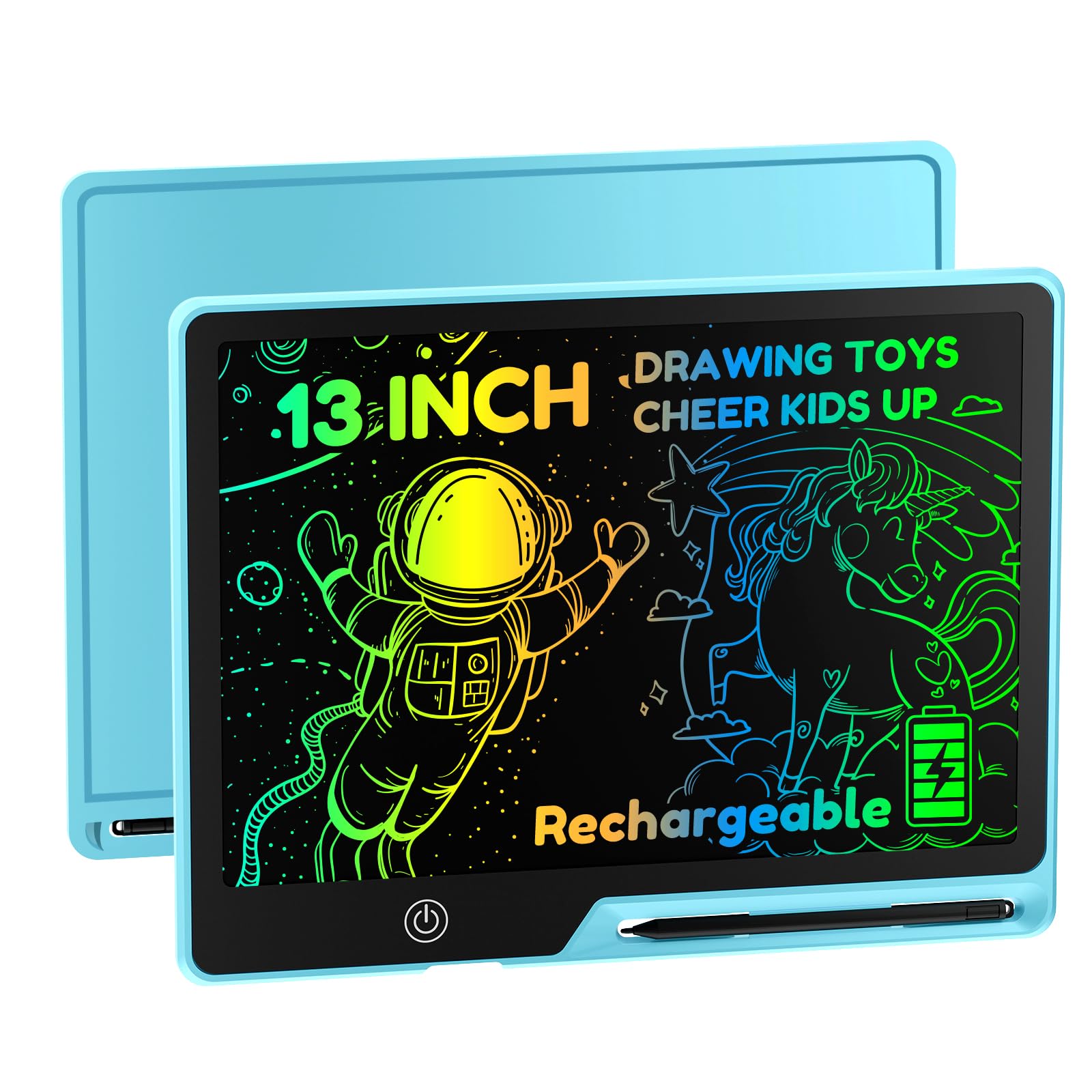 POPERFUN 13 Inch Blue LCD Writing Tablet with Lock for Adult Kids Erasable Reusable Electronic Drawing Pad Doodle Board…