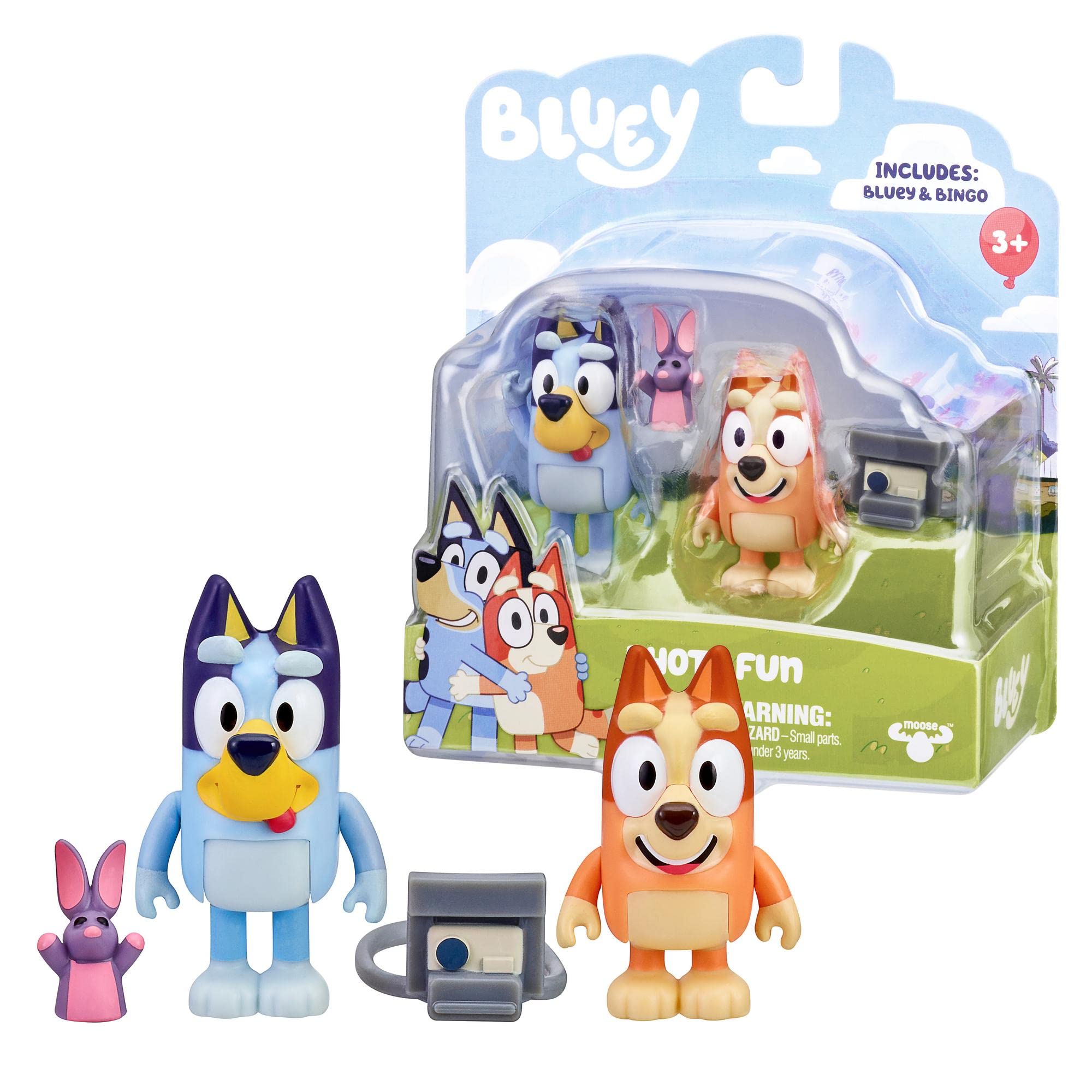 Giochi Preziosi Bluey Bly21100 Pair of Characters B - Bluey Photographers + Bingo - Articulated Figures Measuring from 6 to 8 cm, for Children from 3 Years Old