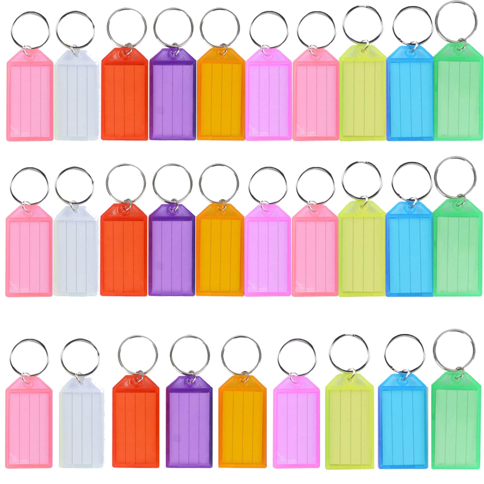 30 PCS Key Tags, Key Fobs Labels Key Rings Name Tags Key Label Tags with Split Ring Key Tags Paper Plastic Key Tags with Labels Heavy Duty for Luggage Pet Id Name Office Key Label 9 Colors