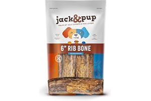 Jack&Pup 6" Rib Bones for Dogs | Beef Bone for Dogs, Flavorful Real Dog Bones (13 Pack)