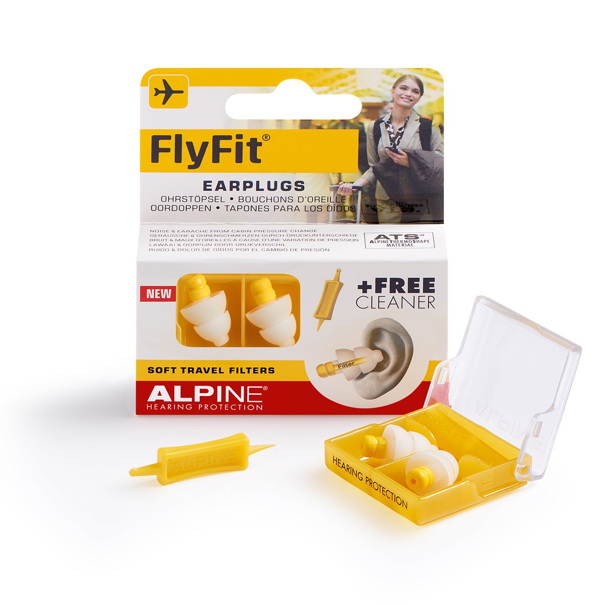 Alpine FlyFit Ear Plugs Regulates air pressure to prevent eardrum pain Soft filters designed
