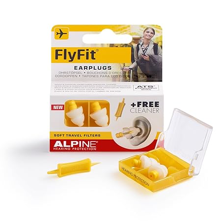 Alpine FlyFit - Ohrstöpsel für den Druckausgleich beim Fliegen, Gratis Cleaner