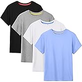 HoeVou 4 Pack Boys Shirts Short Sleeve Cotton Shirts for Boys Summer Tshirts Kids Basic T-Shirts Unisex Tees Top Clothes