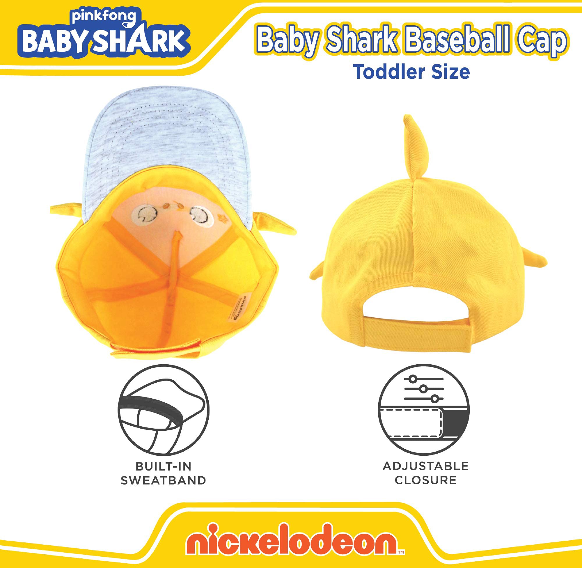 Nickelodeon Boys Baseball Cap, Baby Shark Adjustable Toddler Hat for Ages 2-4