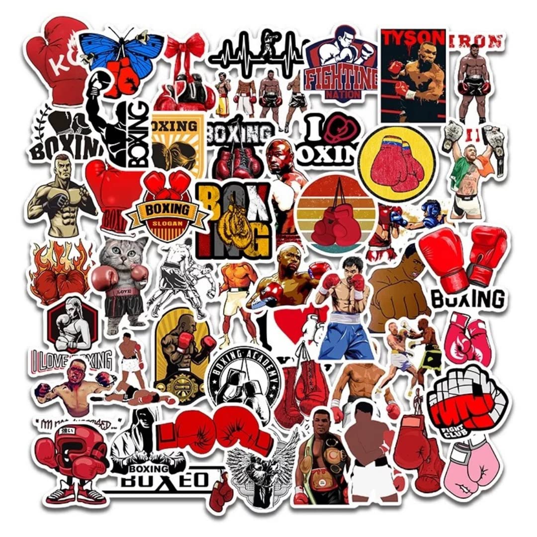 HNTR® Boxing Stickers | 50 KO Boxing Glove Gym Sticker Pack | Gifts for Athletes | Laptop & Scrapbook Stickers for Adults — image 1
