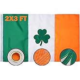 TOPFLAGS Irish Shamrock Flag 2x3 Feet,Ireland Republic Flags,Heavy Duty Sewn Stripes for St Patricks Day with 2 Brass Grommets 4 Stitching Rows,Vivid Color Outdoor Banners