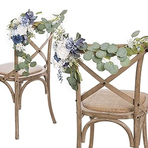 Ling's moment Wedding Decoration for Chair Pew Aisle Set of 2 for Blue Bridal Shower Flower Arrangements Rehearsal Dinner Decoration