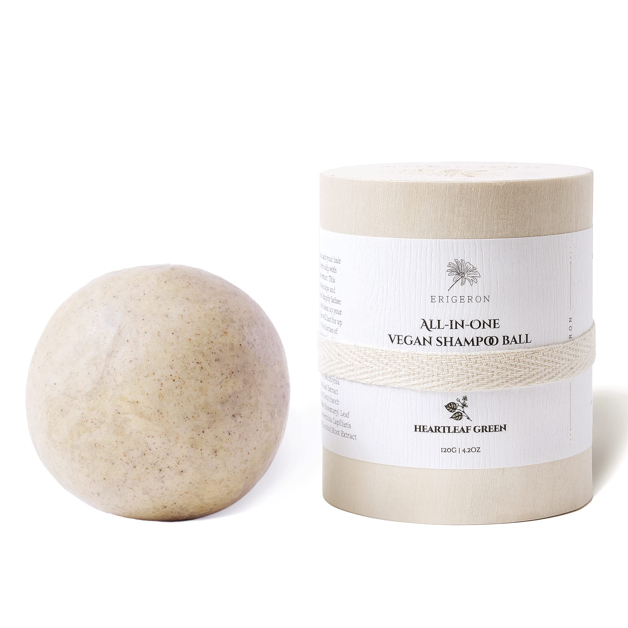 ERIGERON All-In-One Heartleaf Green Shampoo Bar for All Hair Types & All Skin Types - Cruelty-Free, Vegan, All Natural Ingredients Handmade with Plastic Free, Eco-Friendly & Zero Waste