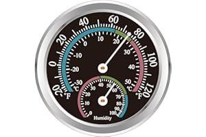 SEMONSAL Indoor Thermometer Hygrometer Mini Analog 2 in 1 Temperature Humidity Outdoor Monitor Gauge for Home, Offices, Wall, Display Mechanical (1 Pack)